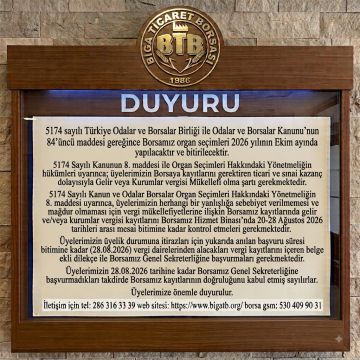 BİGA TİCARET BORSASI DUYURU